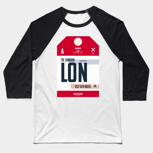 London Luggage Tag Baseball T-Shirt by Mercury Club